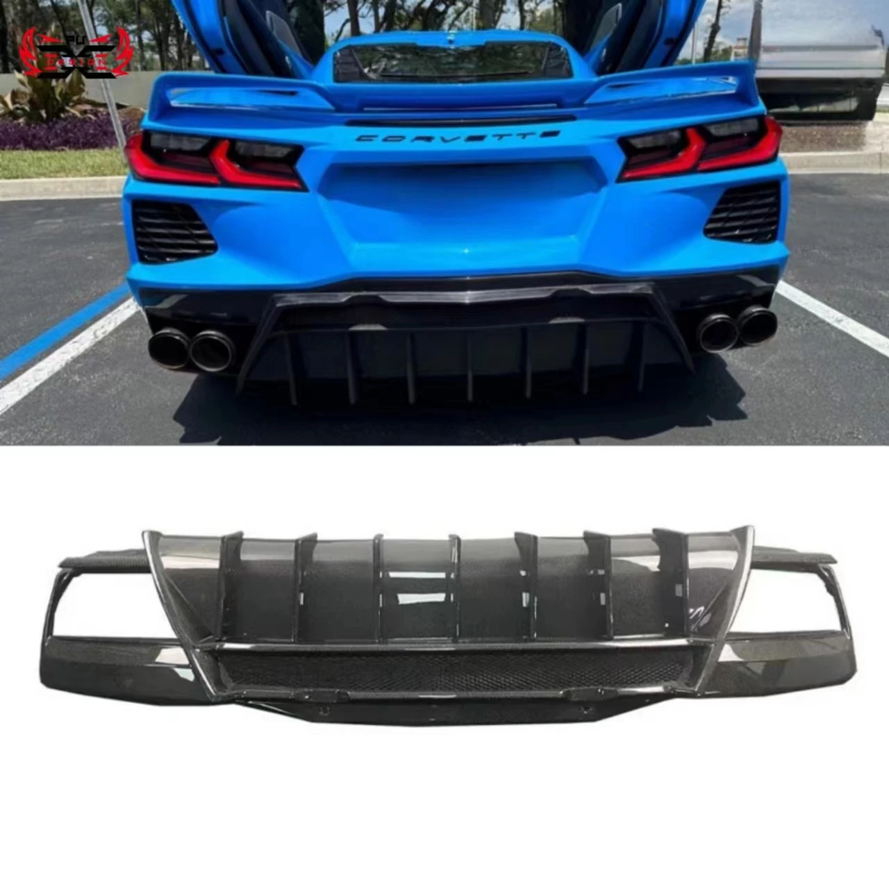 For Chevrolet Corvette C8 Rear Diffuser Rear Bumper Carbon Fiber C8 Body kit Retrofit Accessories