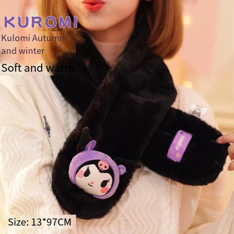 Sanrios Child Scarf Kuromi Autumn Winter Girl Keep Warm Kawaii Cartoon Scarf Cute Cartoon Cycling Windproof Neck Gaiter Girl