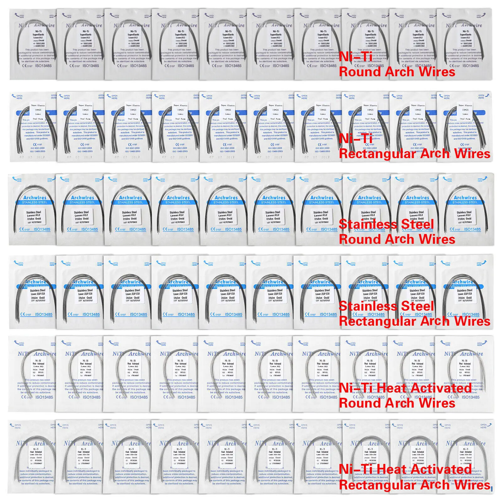 

10PCS/1Pack Dental Orthodontic Arch Wire Super Elastic Niti Stainless Steel Round Rectangular Ovoid Nature