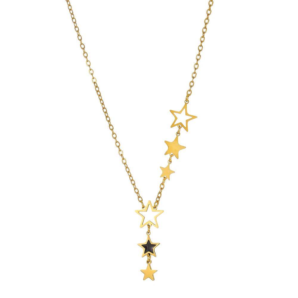 Simple New Star Drop Oil Pendant Stainless Steel Necklace Women\'s Fashion Casual Choker Gold Color Jewelery for Women