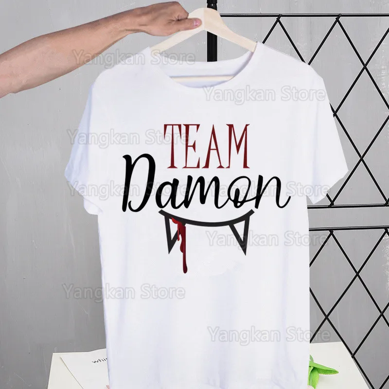 Damon Salvatore The Vampire Diaries Tshirts Men Shirt Harajaku Chronicles Vampiricas Summer Streetwear Casual Tee Short Sleeve view 5