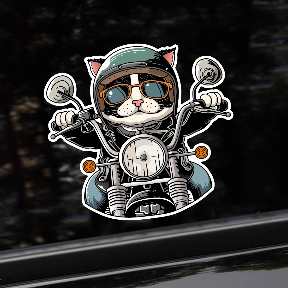 Knight Cat Motorcycle Car Retro Personality Sticker Auto Motor Body Windshield Vinyl Reflect Decor Decals Modified Accessories