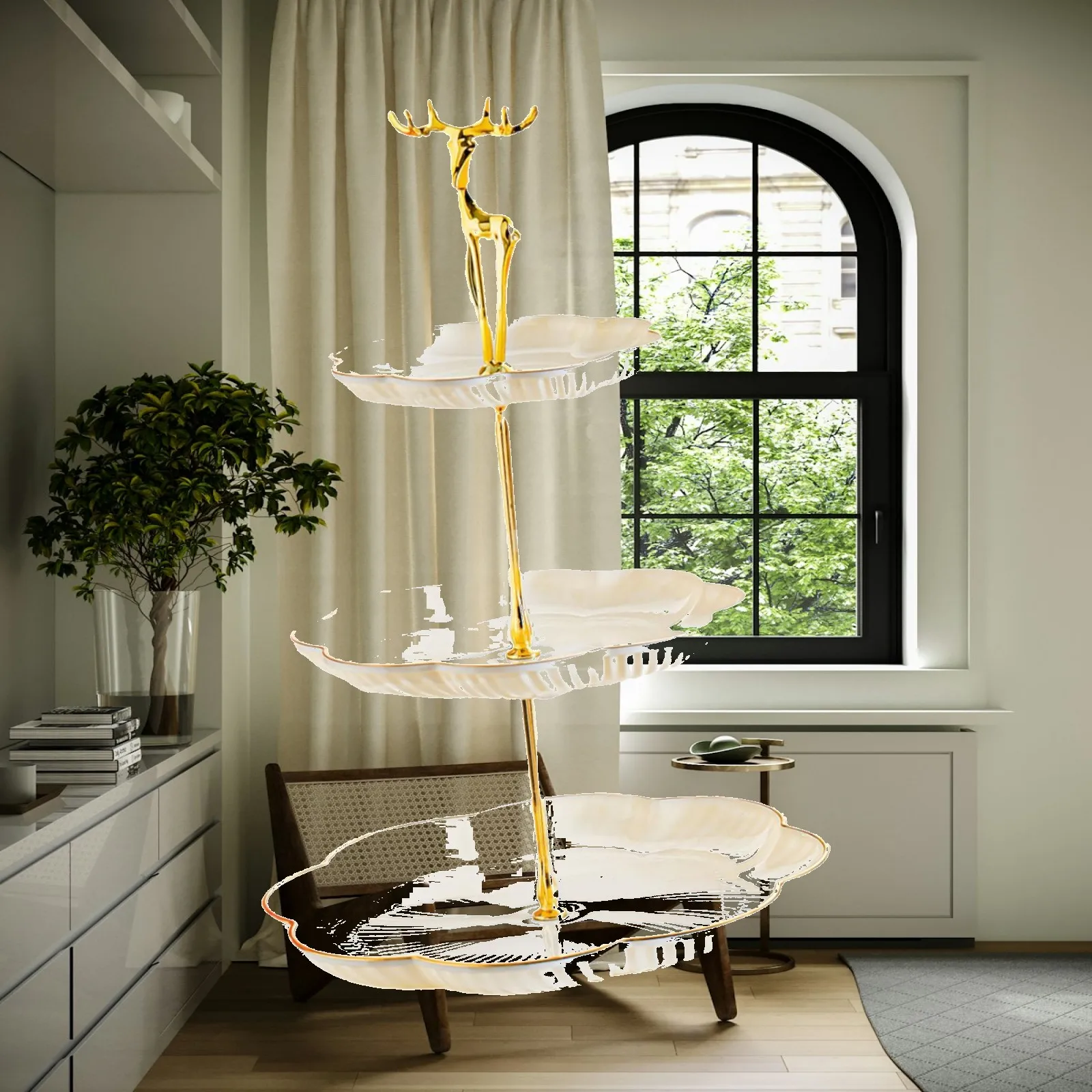 Cupcake Stand Tiered Serving Platter Three Levels Food Display for Party Weddings Afternoon Tea Table
