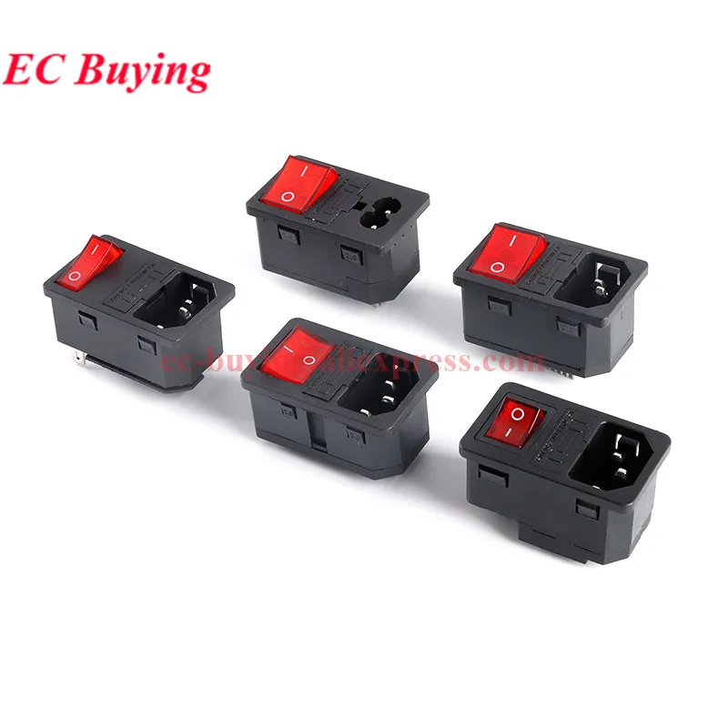 Full Copper Integrated Power Socket AC-01 02 03 04 06 AC-14-F16 DB-8-8 250V 10A Plug Female Male Connector KCD1 KCD4 KCD3 Switch