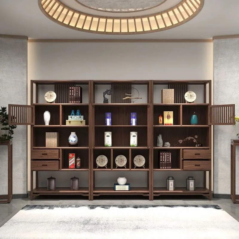 

Ja New Chinese Elm Solid Wood Retro Bogu Shelf Bookshelf Office Bookcase