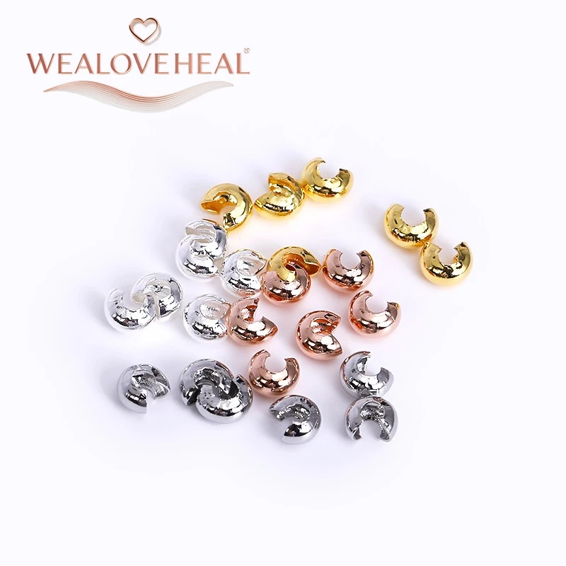 50/100 Stück 18K vergoldete Messing-C-Form-Klemmverschlüsse 3/4/5mm Halbmond-Klemmperlen Stopper DIY Schmuckherstellung Zubehör – Detail 18