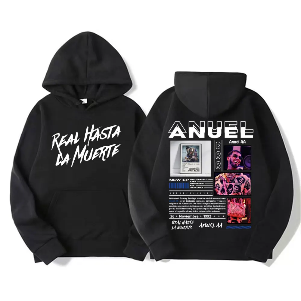 Anuel AA Real Hasta La Muerte Merch Hoodie Men Women's Fashion Hip Hop Vintage Sweatshirts Casual High Quality Pullovers Hoodies