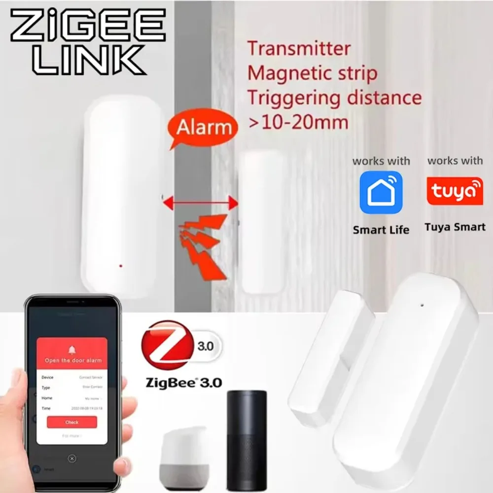 

Умный датчик открытия/закрытия двери Tuya Smart Zigbee 3.0 для умного дома с управлением через приложение Smartlife, совместимый с Alexa и Google