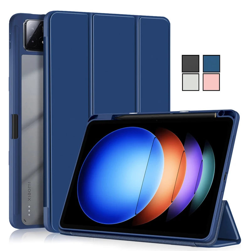 เคสสำหรับ Xiaomi Pad 6S Pro พร้อมที่ใส่ปากกาพับได้ฝาหลังแท็บเล็ต TPU อะคริลิคสำหรับ Xiaomi Pad 6S Pad6S Pro 12.4เคส