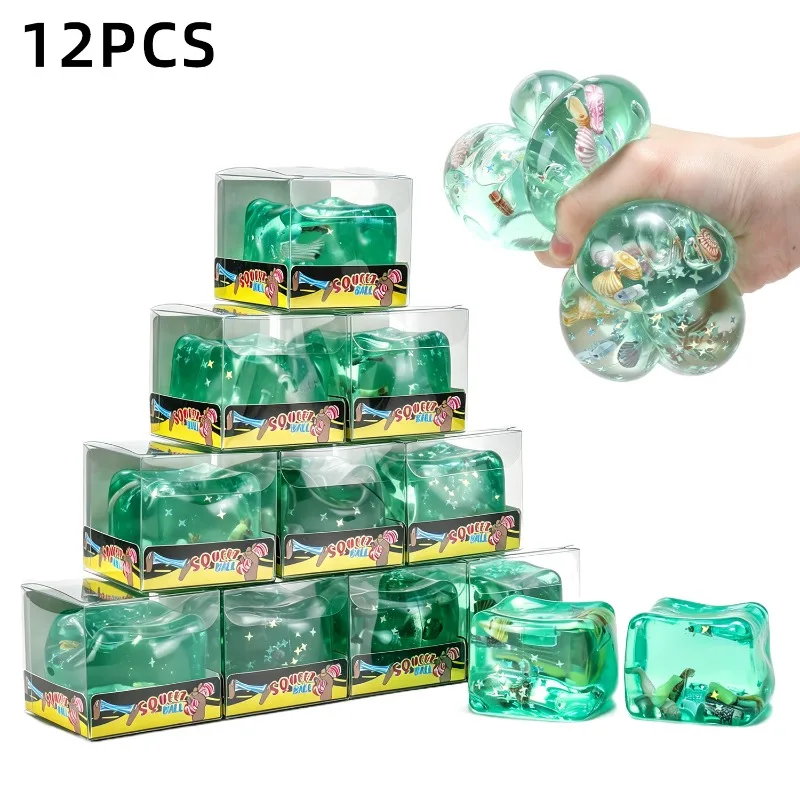 Ocean Sea Creature Maltose Squishy Toy Ice Cube Slow Rebound Stress Relief Squeeze Fidget Toy for Kids Anxiety Relief Gift