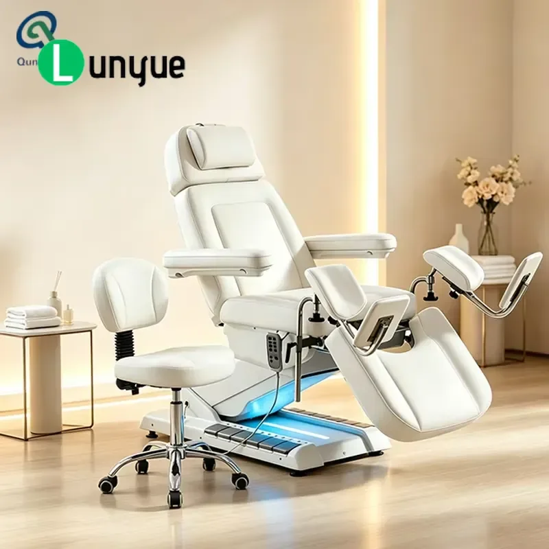 Luxury Electric Beauty Bed with 4 Motors Heating Function Foot Pedal Remote Control for Intimate Care Spa Furniture