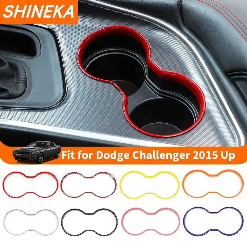 SHINEKA Car Front Water Cup Holder Decoration Cover Ring for Dodge Challenger 2015 2016 2017 2018 2019 Up Interior Accessories