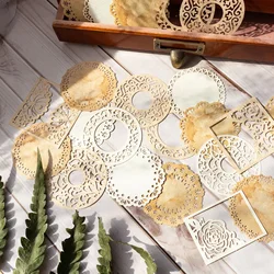 Journamm 16pcs/pack Aesthetics Cutout Lace Paper Butterfly Flowers Collage Junk Journal DIY Scrapbooking Decor Materials Paper