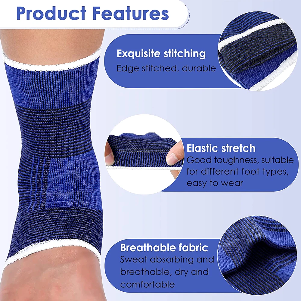 BraceTop 1 Pair Professional Elastic Knitted Ankle Support Band Ankle Brace for Ankle Sprain Sports Protects Shoes Ankle Therapy