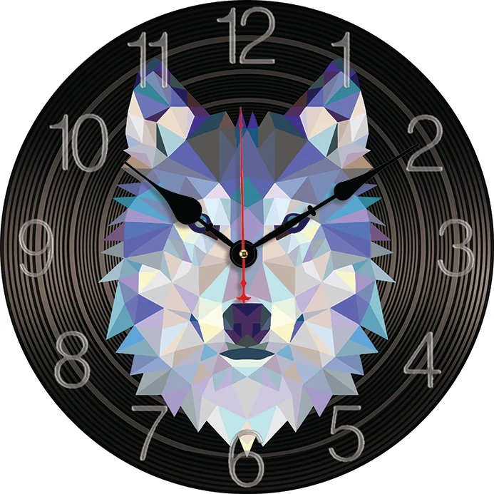 Abstract Art Animal Wolf Wall Clock Kitchen Decor Wall Art Silent Large Round Wall Clocks For Living Room Bedroom Office