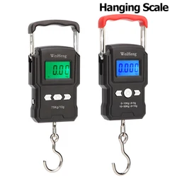 75kg/10g Hanging Scale LCD Digital Scale Electronic Balance Hand Scales for Fishing Luggage Travel Steelyard Weight Libra