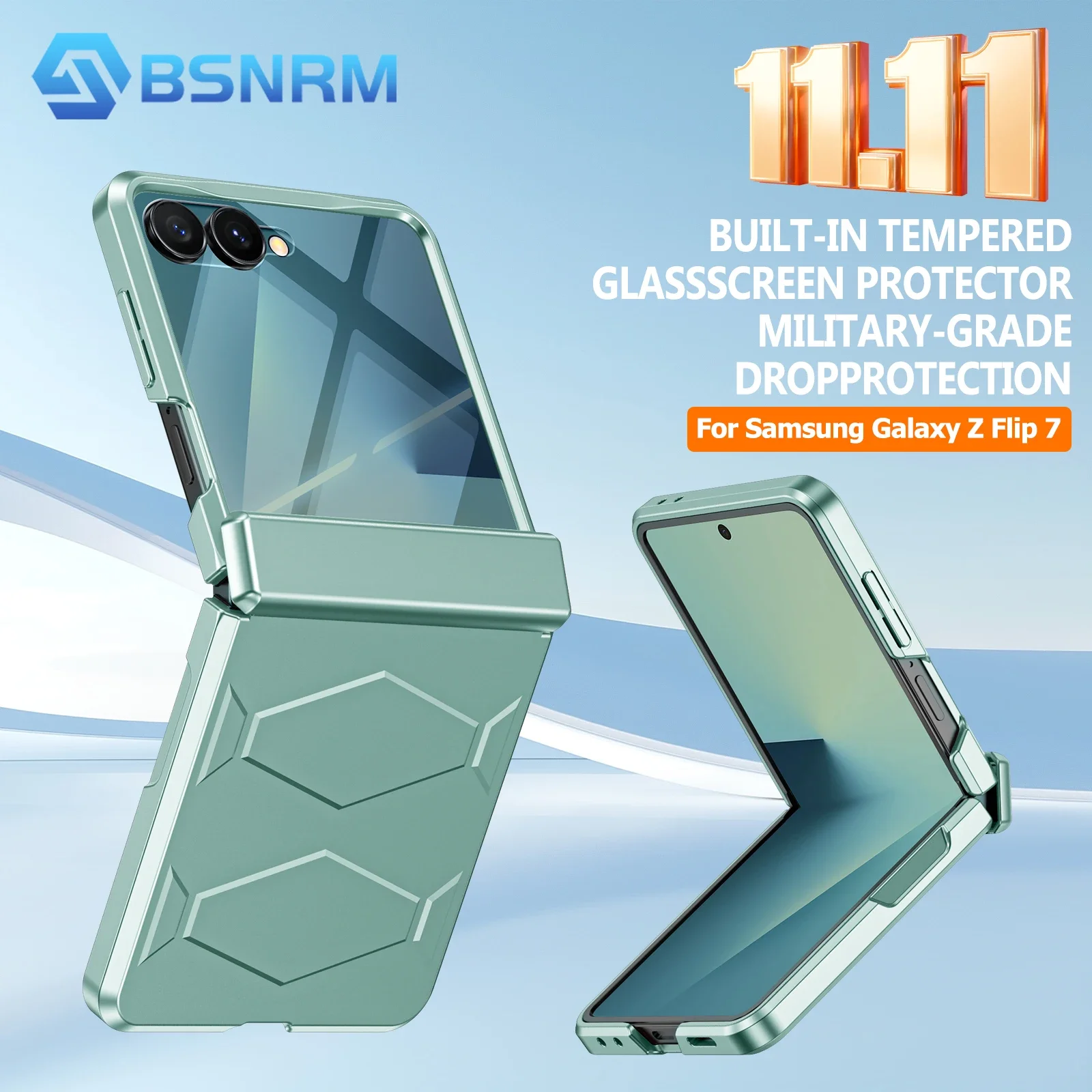 

Глобальный карнавальный месяц, нескользящая текстура, защита шарниров, беспроводная зарядка, защитный чехол для телефона Galaxy Z Flip 7, мятно-зеленый