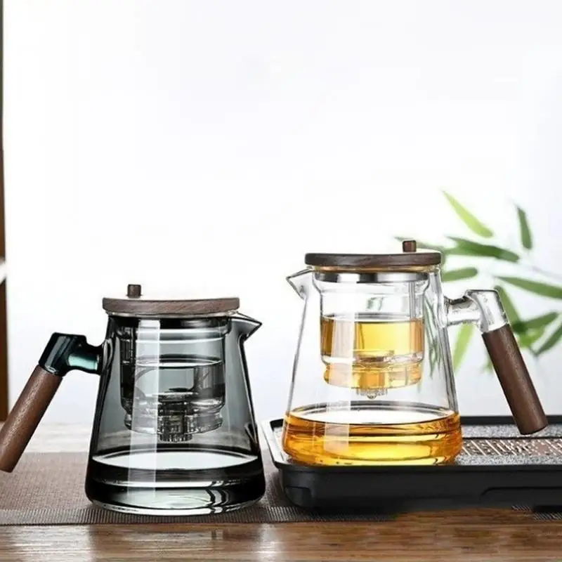 Enchanti Tea Pot Press Enchanting Tea Pot 750ml Teapot With Wooden Handle Glass Teapot For Tea Water Separation