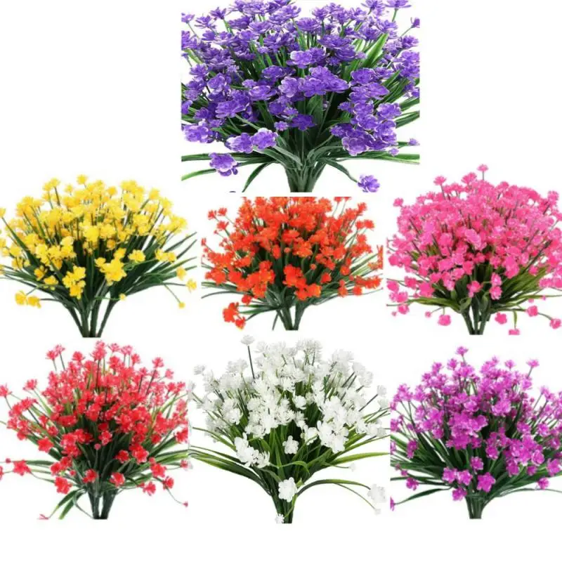 Artificial Flowers Outdoor UV Resistant Shrubs Plants Fake Flower Greenery for Office Kitchen Wedding Garden Decor 2/1Bundle