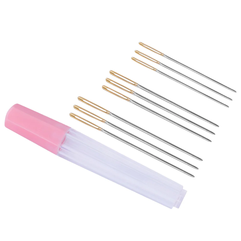 

9pcs Round Head Large-eye Stitching Needles Sewing Yarn Knitting Needle (53cm+6cm+7cm) stitch needle