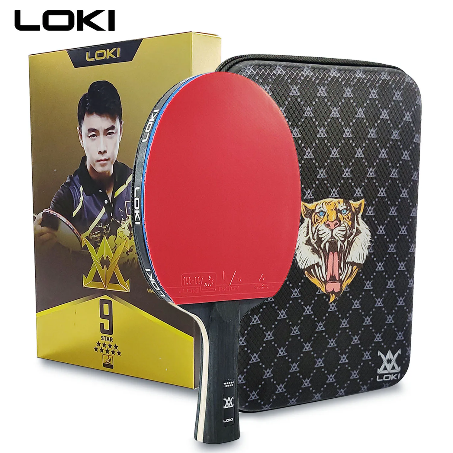LOKI 9 스타 탁구 라켓 전문 5+2 탄소 탁구 패들 6/7/8/9 스타 끈적한 고무가 있는 매우 공격적인