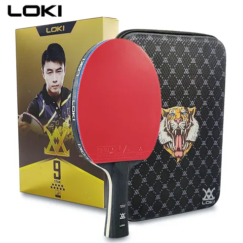 Raquete de tênis de mesa loki 9 estrelas profissional 5 + 2 remo de pingue-pongue de carbono 6/7/8/9 estrelas ultra ofensiva com borrachas pegajosas
