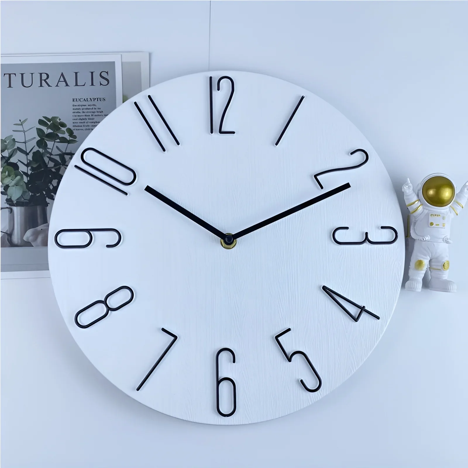 

12-inch/30cm Wall Clock Frameless Non-Ticking Silent Wooden Hanging Watch Nordic Decorations for Living Room Bedroom Home