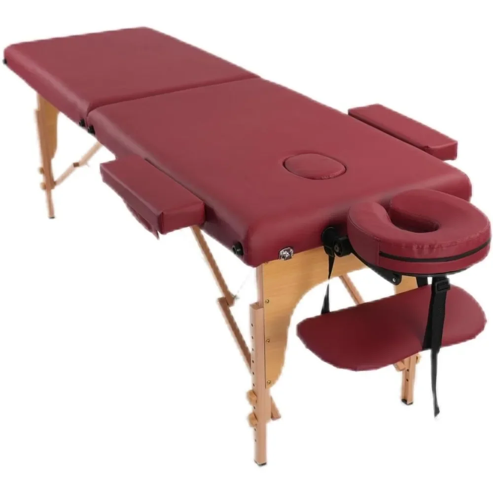 Massage Table Massage Bed Portable, 29 LBs Light Weight Foldable Tattoo with Accessories Carrying Bag, Burgundy