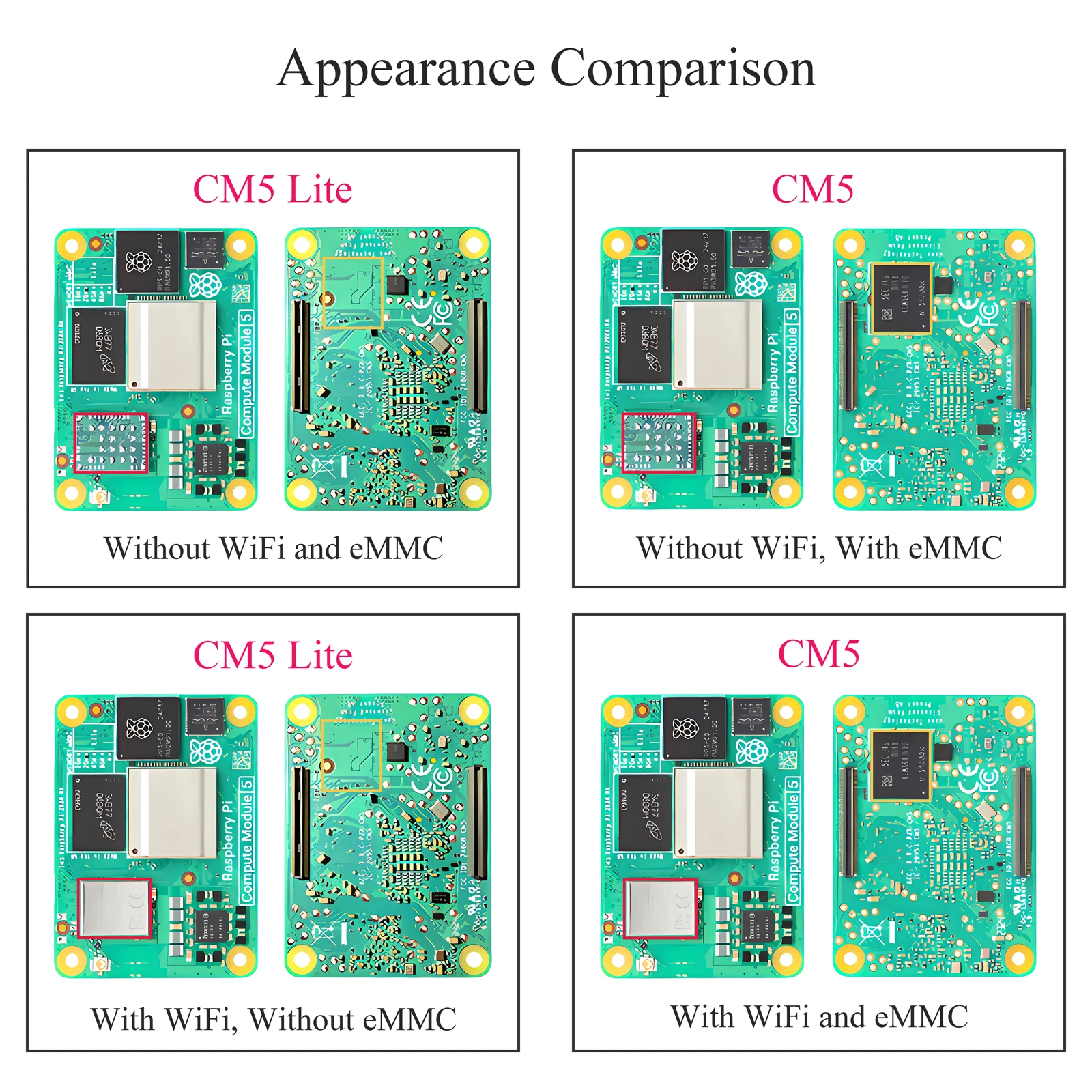 

Original Raspberry Pi Compute Module 5 Board CPU 4 Core RAM 2G/4G/8G/16G and eMMC Flash 0G/16G/32G/64G 2.4Ghz 2.4G&5G WiFi DC 5V