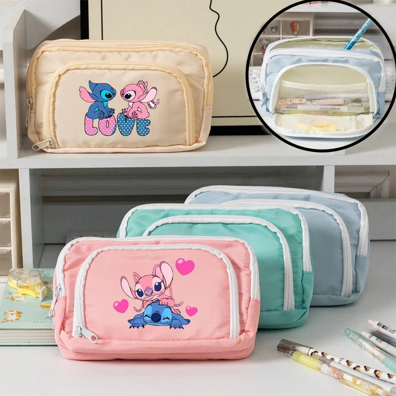 

Disney Stitch High-capacity Pencil Bag for Students Anime Cartoon Fashion Pen Case Stationery Storage Pouch School Supplies Gift