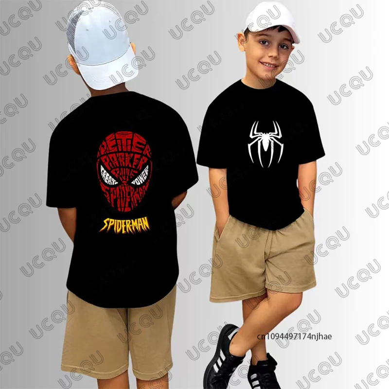 

2026 New Classic Spider-Man Print Cotton T-shirt For Children Summer Short Sleeve Tees Boys Girls Clothes Casual Kids/Adult Tops