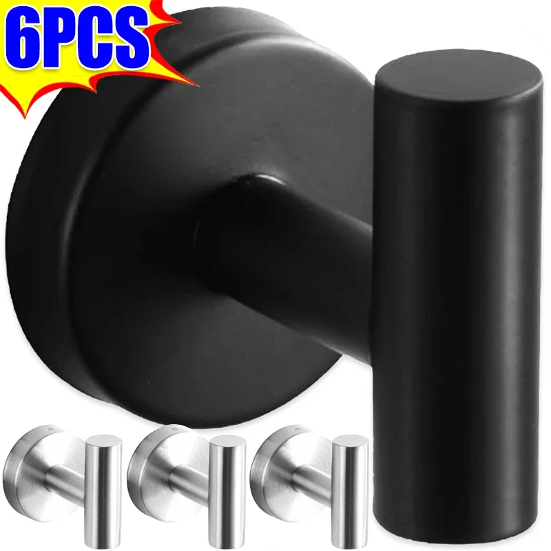1-6Pcs Suction Cup Hook Wall Stainless Steel Metal Rotating Hook Waterproof Strong Suction Cup Home Bathroom Wall Mounted Hanger