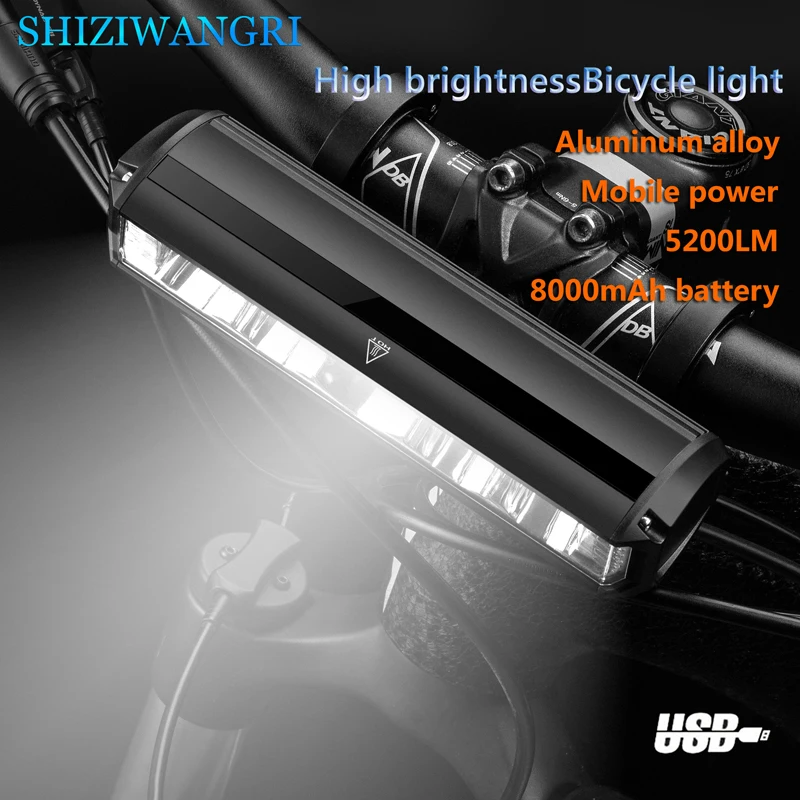 Alloy Bicycle Headlight 1800LM/2400LM/2800LM/5200LM Rechargeable Led Flashlight for Bicycle Waterproof Lamp Bike Accessories