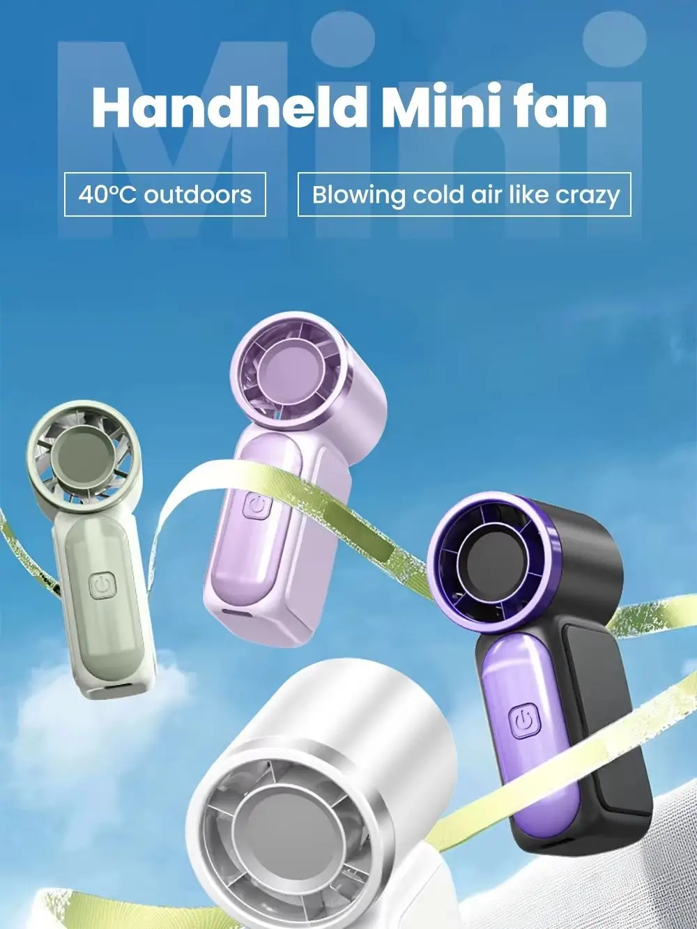Tragbarer Handventilator mit 5 Geschwindigkeitsstufen, Typ-C Aufladbar, Digitale Anzeige, Tischventilator für Outdoor und Pendeln