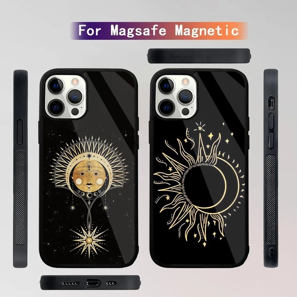 Suns Moons Clouds Astrological  Phone Case For iPhone 15,14,13,12,11,Plus,Pro,Max Mini Magsafe Magnetic Wireless Charging