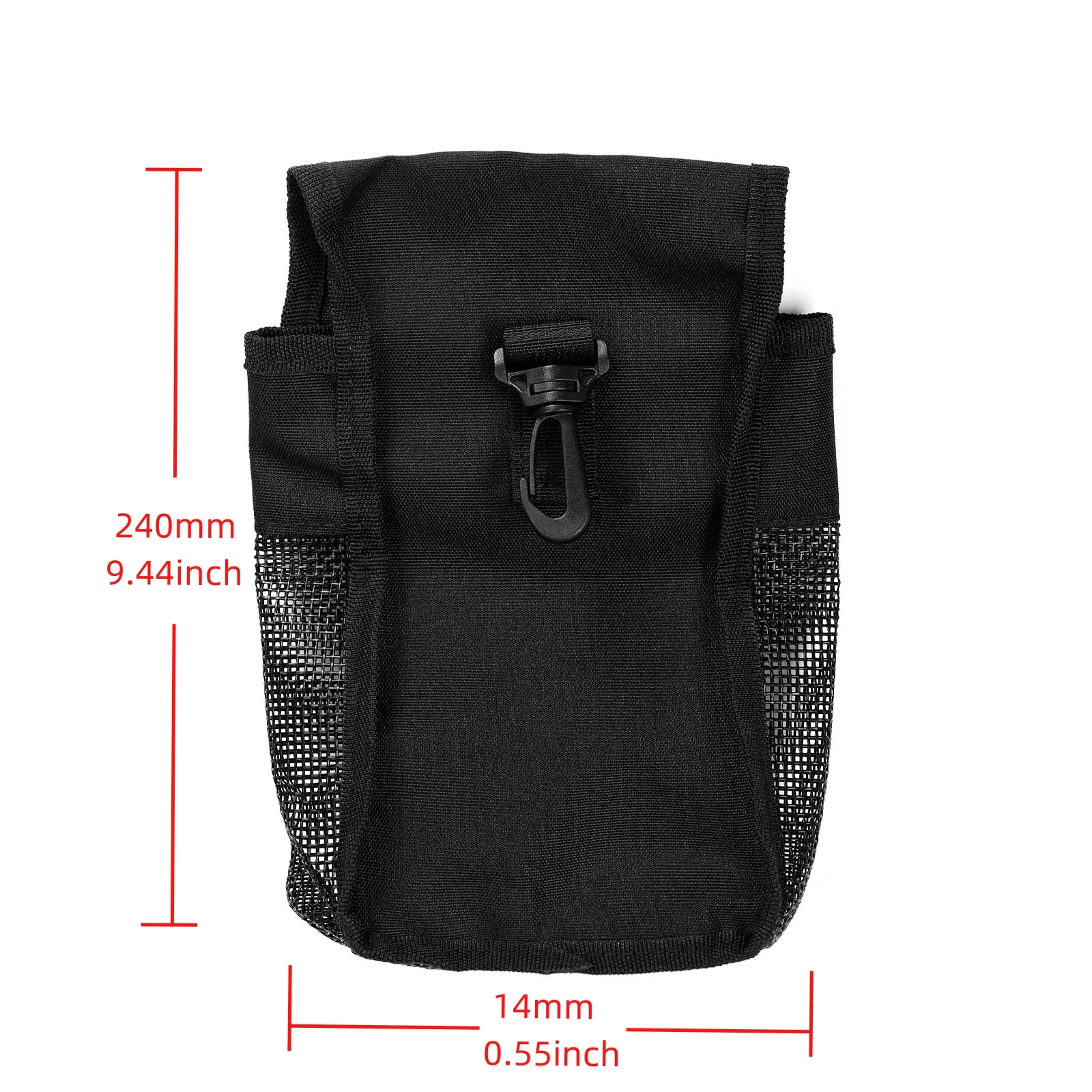 Outdoor Portable Lightweight Mesh Diving Bag, Finger Reel SMB Mesh Storage Pocket, with Buckle (Black）