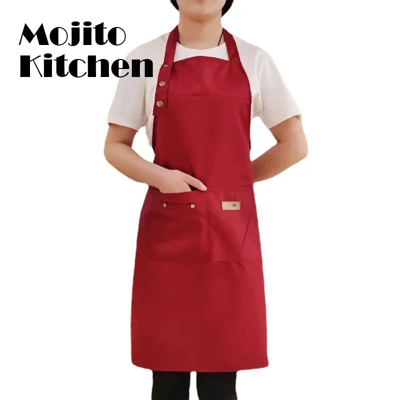 1 Pcs Waterproof Apron Woman\'s Solid Color Cooking Men Chef Waiter Cafe Shop Barbecue Barber Bib Kitchen Accessories