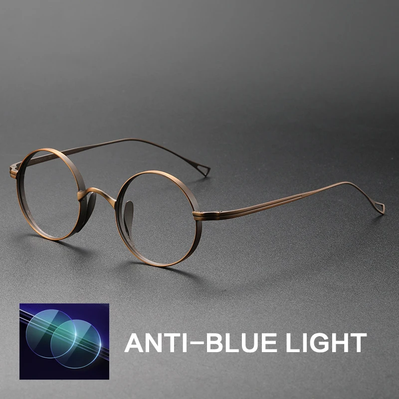 Dsnietp Vintage Titan Lesebrille Männer Runde Photochrome Anti Blau Licht Brillen Rahmen Myopie Kleine Brillen 3