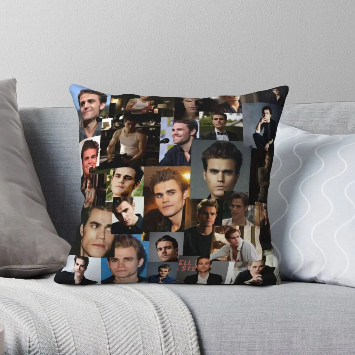 

Paul Wesley Stefan Salvatore Square Pillowcase Polyester Linen Velvet Pattern Zip Decor Throw Pillow Case Home Cushion Cover