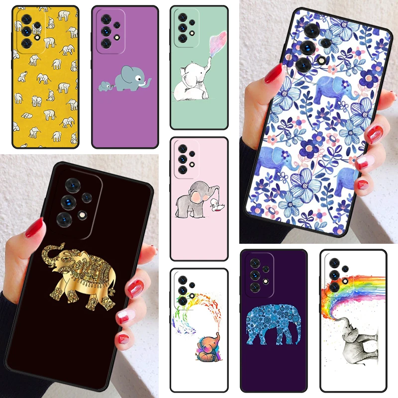 Cute Elephant Cartoon Phone Case Cover For Samsung Galaxy A52 A72 A73 A20e A21S A50 A70 A11 A12 A42 A31 A40 A51 A71 A32 A80 A91