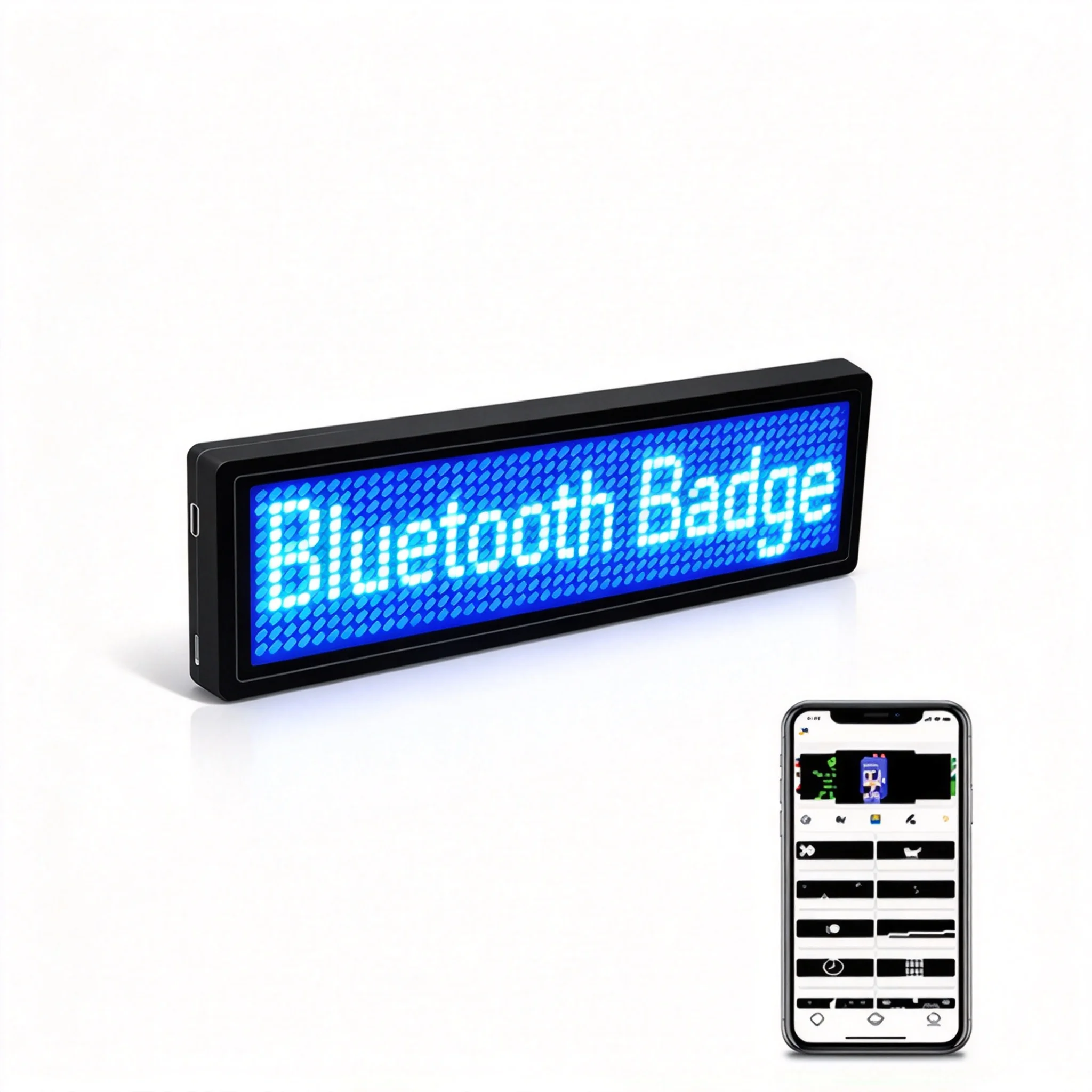 Red 4 Character LED Badge Display PC Programmable Scrolling Text LED Name Badge Glowing Employee Number Driver