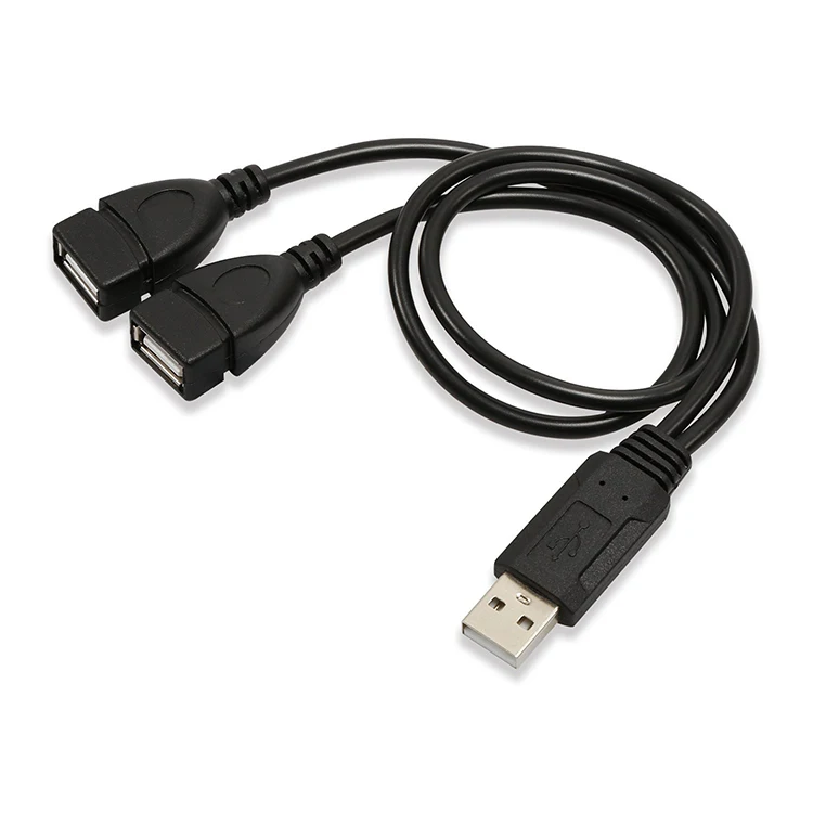 Universal USB 2.0 Male ke Dual USB 2.0 Female Jack Splitter 2 Port USB Hub Data kabel adaptor untuk Laptop komputer