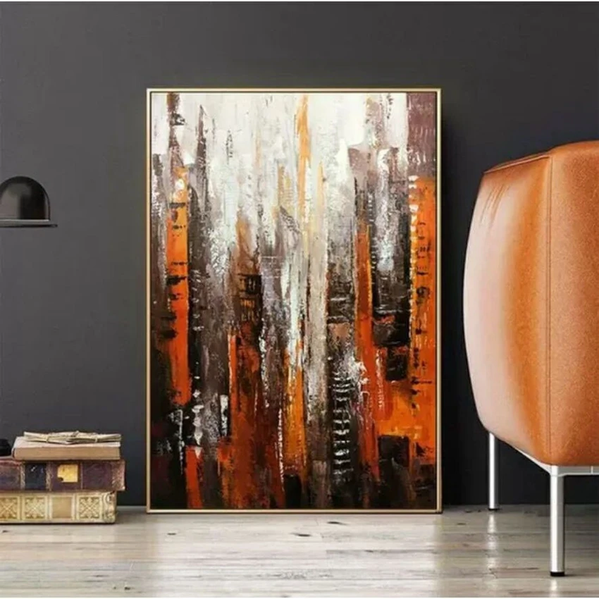 Modern Abstract Mansion Handmade Oil Painting Frameless Wall Art Poster Home Decor Hanging Image For Living Room Bedroom Hotel