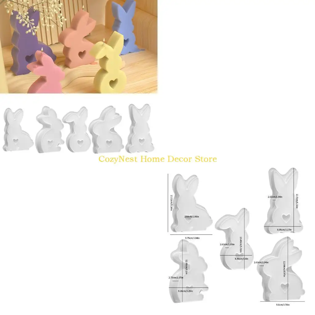 

92MF 4Pcs Bunnies Silicone Molds for Candle Soap Candy Fondant Silicone Molds