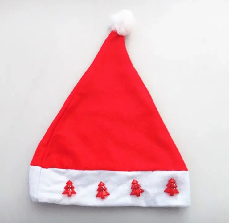 Barato não tecidos engraçado iluminar chapéu de natal festival vermelho chapéus de papai noel para adultos crianças traje de festa de natal