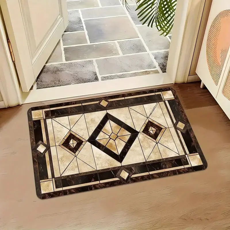 VIKAMA Pebble Stone Welcome Doormat, Non Slip Stain Resistant Machine Washable Outdoor Mat Home Decor