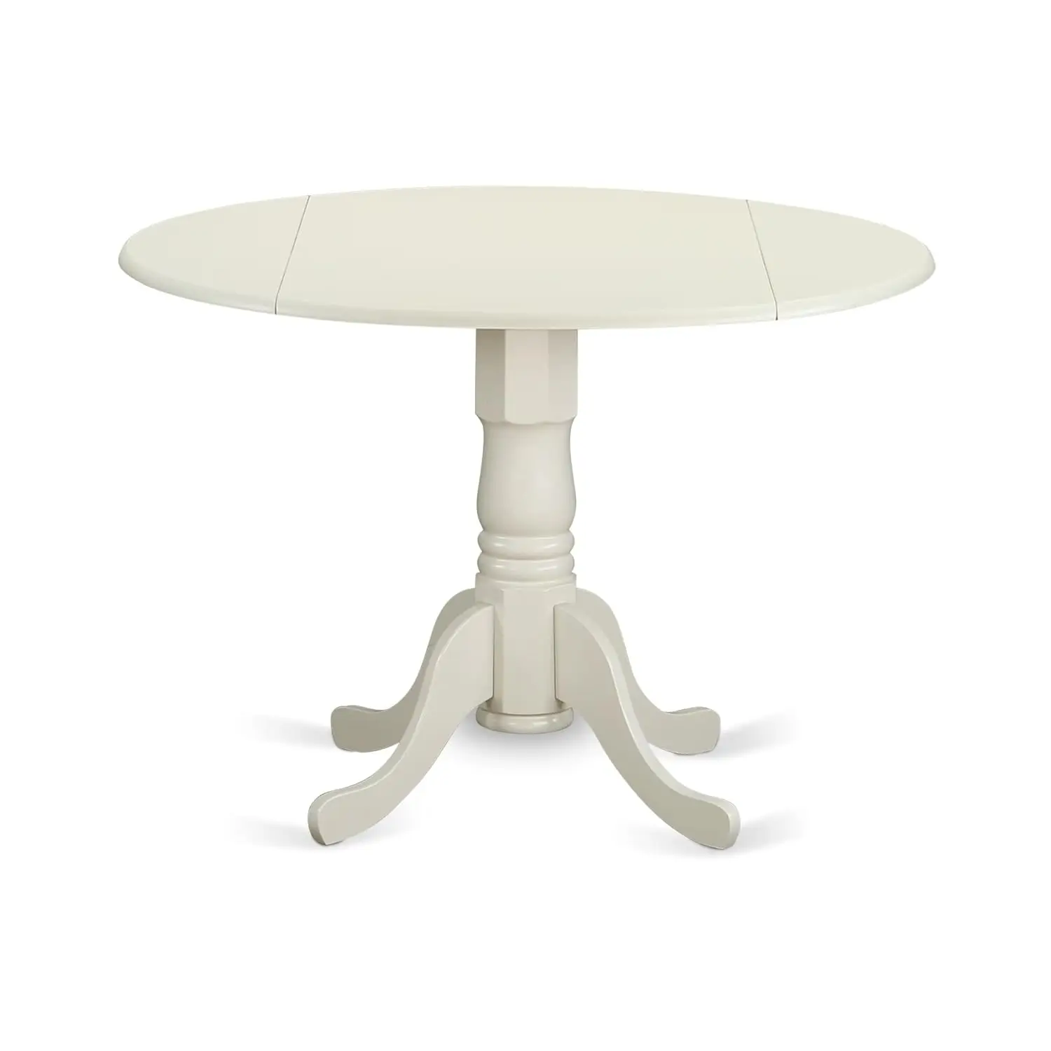 Round Dropleaf Dining Table Set 4 Chairs 42x42 Inch Linen White Kitchen Room Furniture, Customized