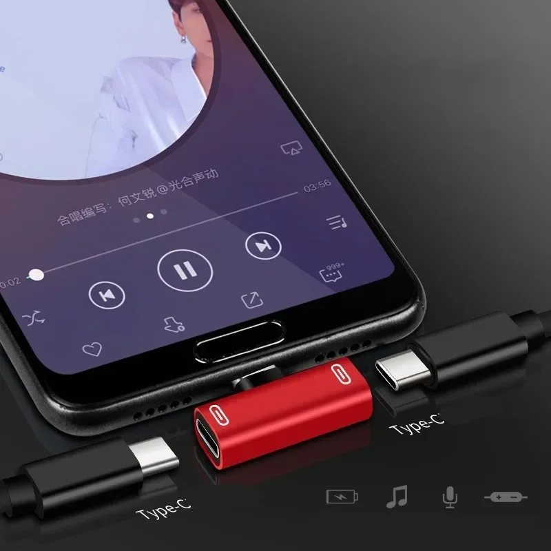 USB C الفاصل نوع C ذكر إلى ثنائي نوع C شاحن أنثي 2 في 1 محول شاحن سماعة الرأس للهاتف سماعة TypeC ميناء