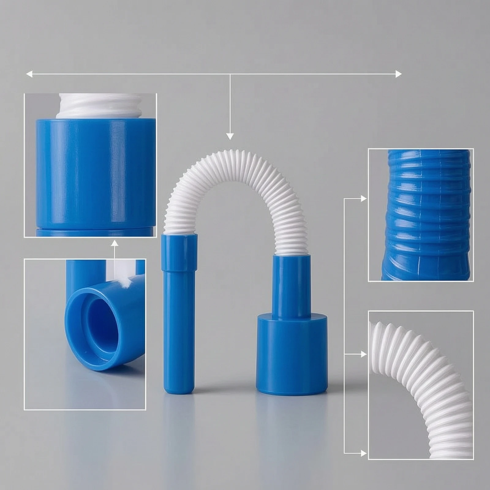 Cistern Testing Conduit Curved Pipe with Corrugated Section Protective Plumbing Accessory for in Wall Water Tank Setup