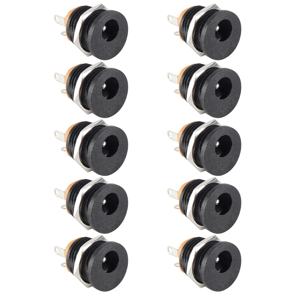 10 Pcs 3-terminal Soldering 2.1mm x 5.5mm Female Power Jack DC Socket